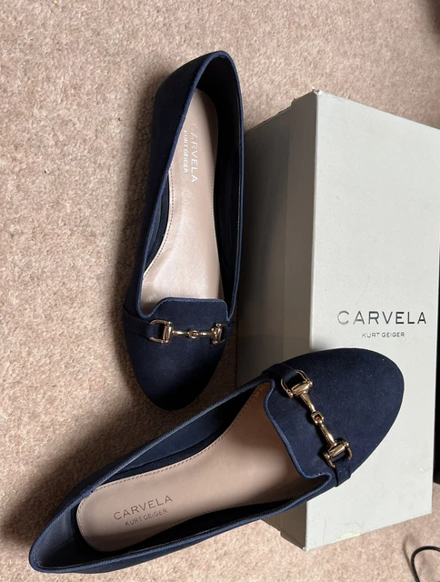 CARVELA NAVY SUEDETTE Flats size 5 With Box Please Read Description 10.00 PicClick UK