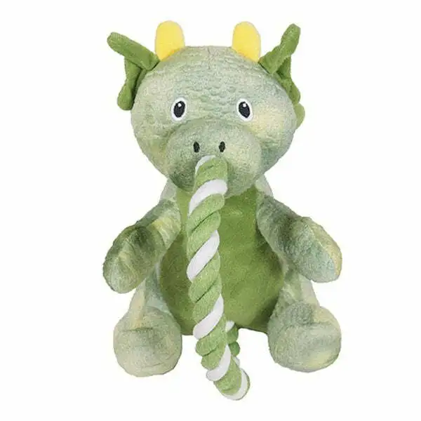 Rosewood Green Rope Dragon Stuffed Plush Dog Toy with Squeaker 20cm Dog Chew Toy