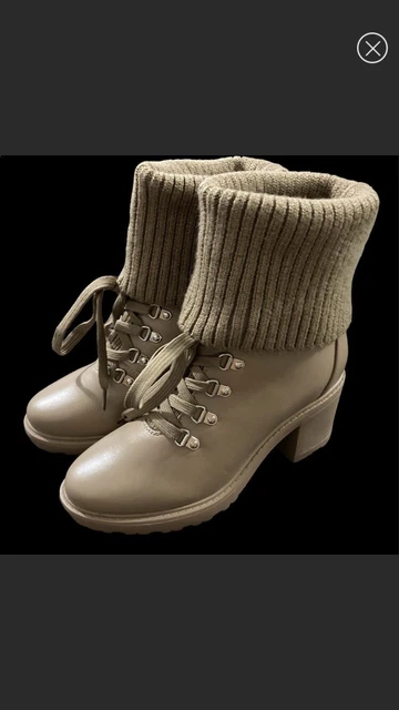 JF Women’s Faux Leather Lace Up Leg Warmer Heeled Boots. Size 7.5