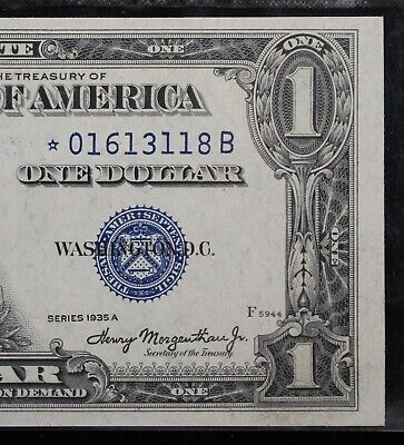 $1 CU 1935A tough Star B blue seal Silver Certificate *01613118B one $, series A
