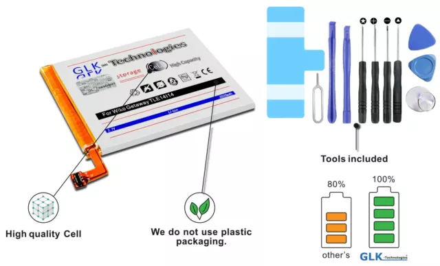 Original GLK-Technologies für Wiko Getaway AKKU TLE14J14 TLE14I14, MEGA LEISTUNG