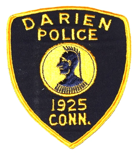 DARIEN CONNECTICUT CT Sheriff orPolice Patch INDIAN NATIVE AMERICAN VINTAGE MESH