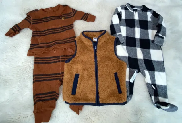 Lot of Infant Boys BABY GAP OLD NAVY Fall Winter Oufit Vest Sleeper 0-3 Months