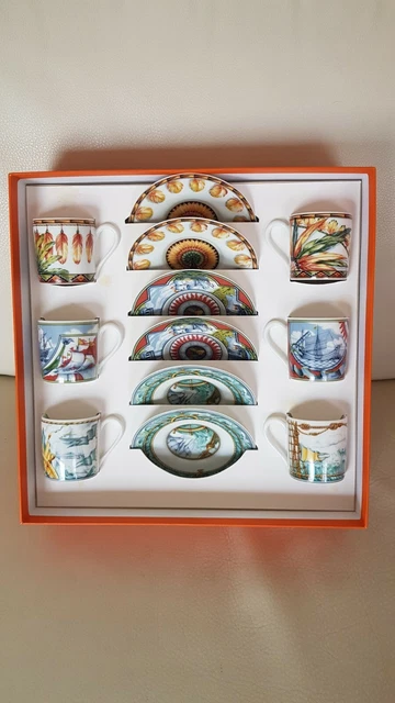 Service à café HERMES PATCHWORK  6 tasses et soucoupes