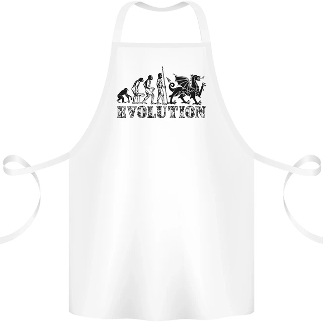 Evolution of Welsh Rugby Player Union Funny Cotton Apron 100% Organic
