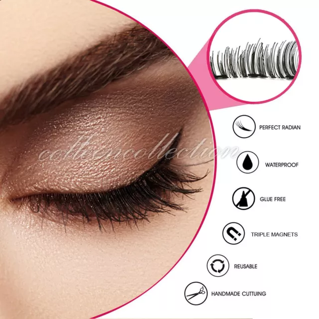 3D Triple Magnetic Eyelashes Handmade Natural Extension False Magnet Eye Lashes 3