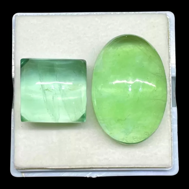 2 Pcs Natural Fluorite 18-32mm Untreated Cabochon Loose Gemstones Lot 132 Cts