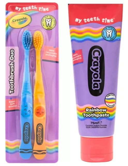 Crayola Twin Pack Kids Toothbrush & Bubble-gum Toothpaste Set - Children's