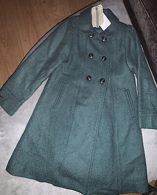 Cappotto da bambina Mayoral Chic Green nuovo con etichette età 7. Natale