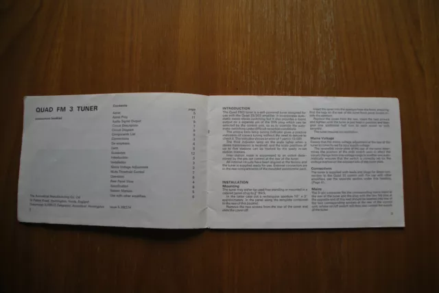 Quad FM 3 Tuner Instruction Booklet 3