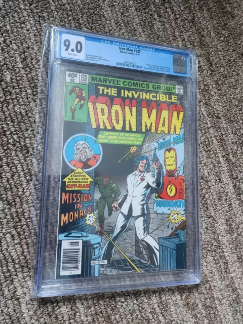Iron Man #125 CGC 9.0 (Aug 1979, Marvel) VF/NM Newsstand White Pages