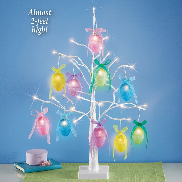 Lighted Easter Egg Tree Tabletop Decorations Battery Operated 22"H Centerpiece
