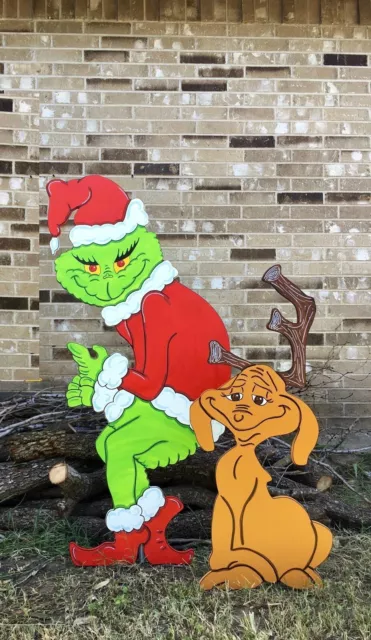 GRINCH Stealing the CHRISTMAS Lights Max The Reindeer Yard Art Decoration Left