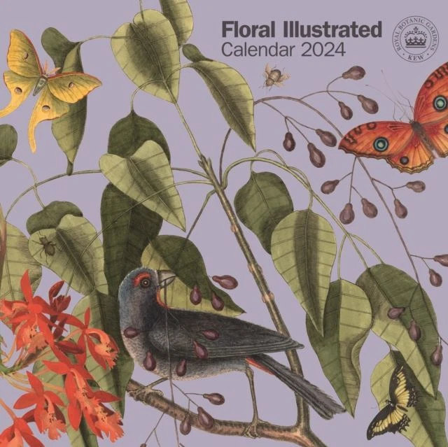 ROYAL BOTANIC GARDENS Kew Floral Illustrated 2024 Square Wall Calendar