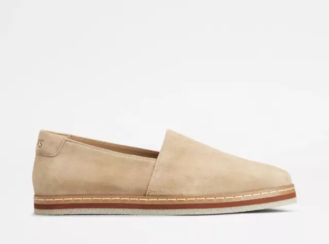 NWB Tod's Pantofola Gomma Super Sottile Suede Slip-Ons Beige 9 US