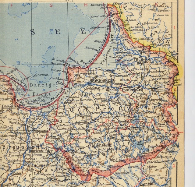 1939 VINTAGE MAP Of East Prussia Danzig Curonian Spit Pomerania Poland 1939 Vintage Map Of East Prussia Danzig Curonian.webp