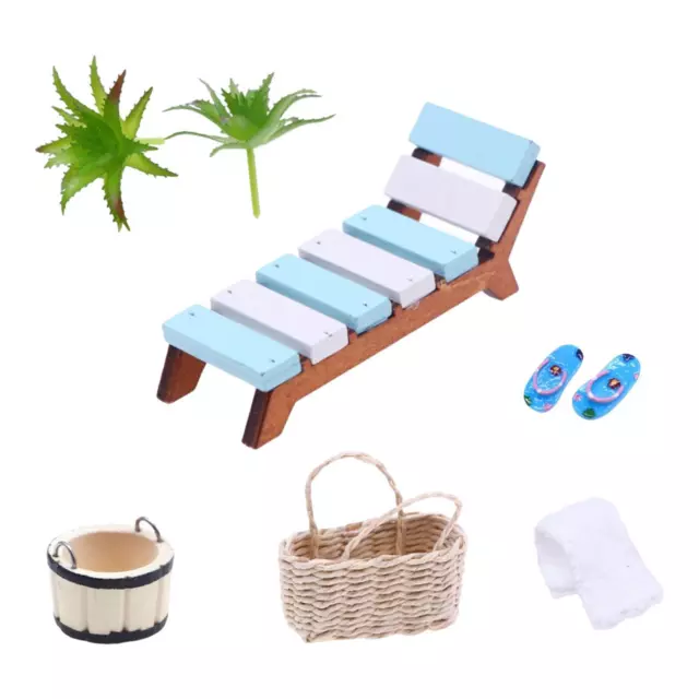 Ensemble De Chaises De Bain De Soleil De Plage 1:12, Longue Chaise Longue Pour