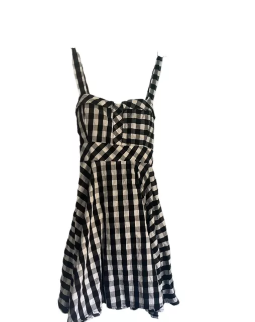 ixia Black White Buffalo Check Plaid Sleeveless Fit & Flare Dress Women's Size L