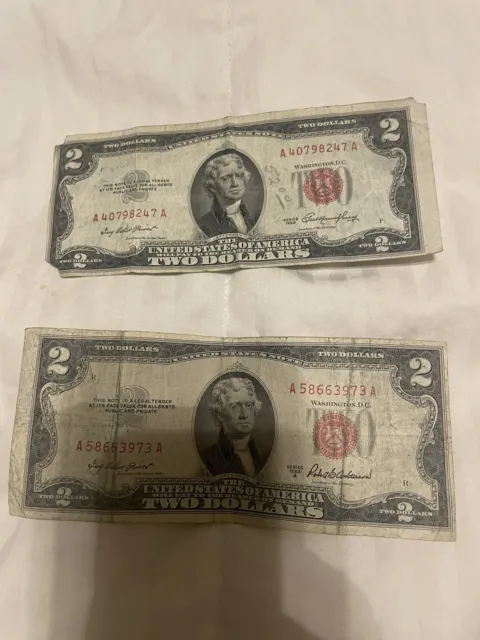 1953 A RED SEAL $2 Dollar Bill