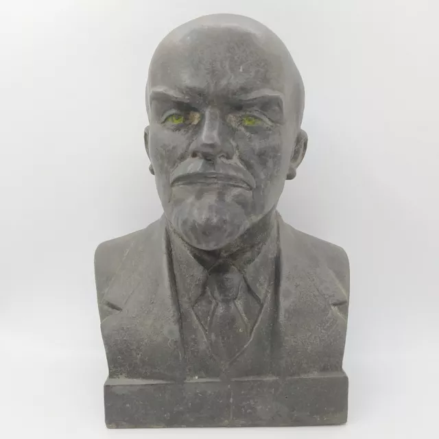 LENIN STATUE ORIGINAL USSR Russian BIG FIGURINE BUST Metal Sculpture 220 mm