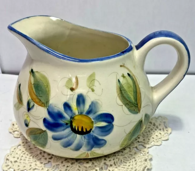 Vintage Creamer pitcher made in Portugal Hand painted Floral design
