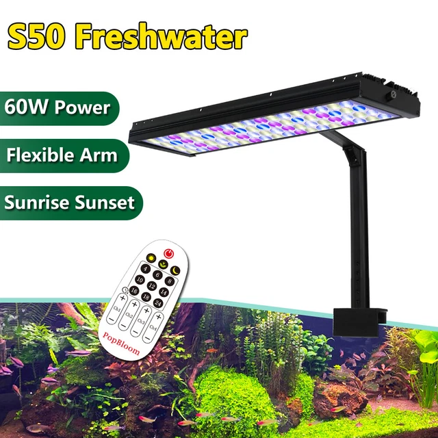 PopBloom Freshwater Led Aquarium Light Full Spectrum Planted Fish Tank Light LED