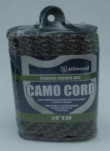 Attwood 11717-2 Diamond Braid MFP Camo Rope Cord 1/8" 50 ft
