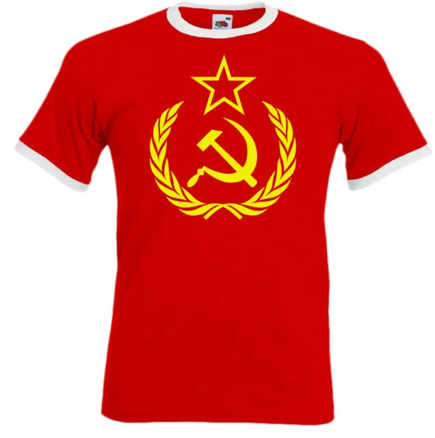 T-shirt da uomo comunismo russo Hammer & Sickle logo Russia URSS Unione Sovietica