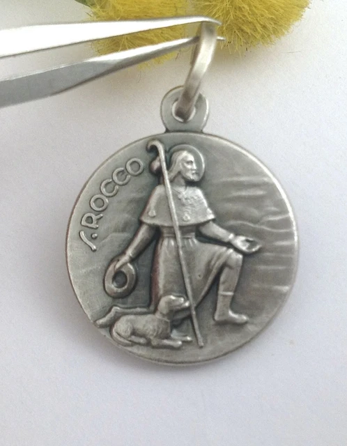 Médaille Pendentif XXème Saint Hubert Et Saint Roch - Argent Plaqué 16 Mm