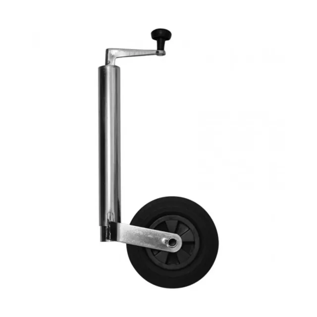 Stützrad Anhänger Rohr-Ø 48mm 150kg Vollgummi-Rad Kunststofffelge Kurbelrad