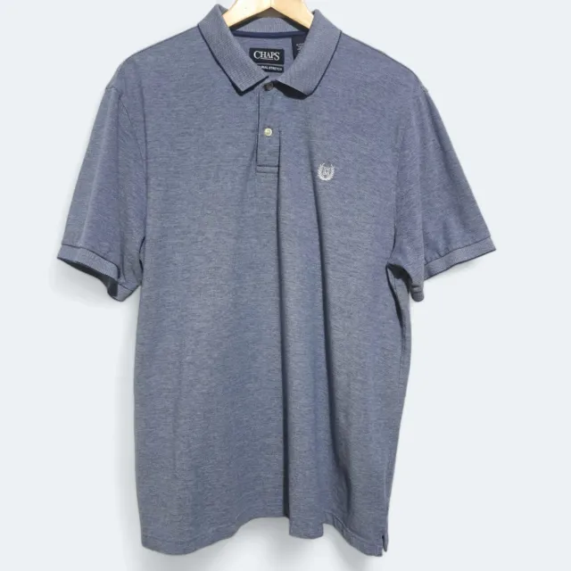 Polo Lauren Chaps Mens Golf Shirt Blue XL Natural Stretch Short Sleeve Cotton