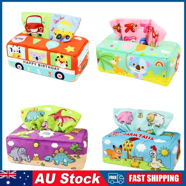 Tissue Box Baby Sensory Toy - Colorful Rainbow Dance Scarves Soft Stuffed Toys