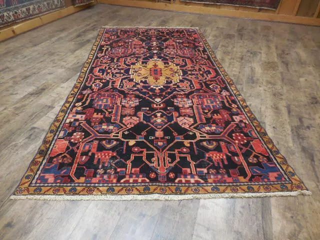 VINTAGE TURKISH HAND MADE GEOMETRIC ANATOLIAN VILLAGE MADE RUG 4.6x9 Ft