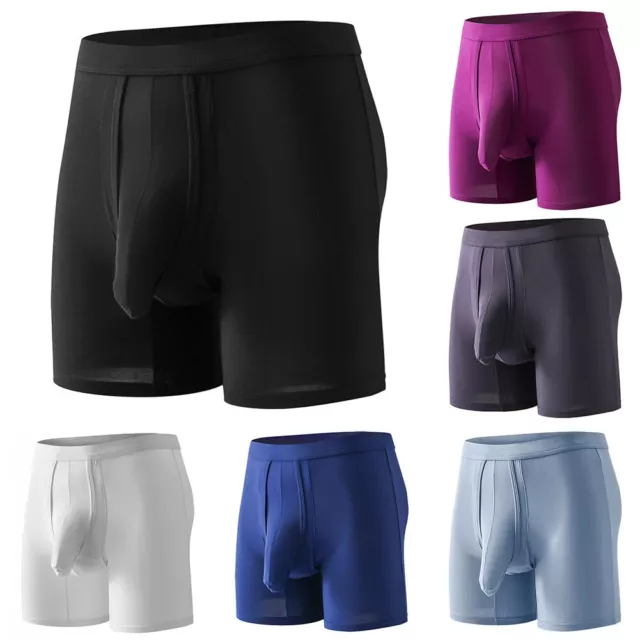 Mens Underwear Separate Ball Pouch Breathable Comfort Sport-Boxer Trunks Shorts