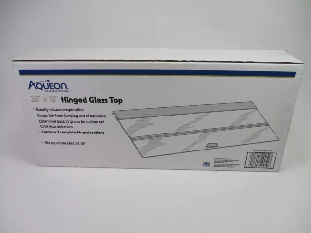 Aqueon 36 x 18in Hinged Glass Top For Tanks, Can Custom Cut Vinyl Back Strip!