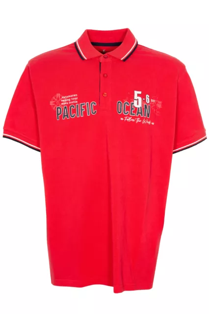 Kitaro Poloshirt Polo Shirt Hemd Herren Kurzarm Baumwolle Piqué Rot Plusgröße