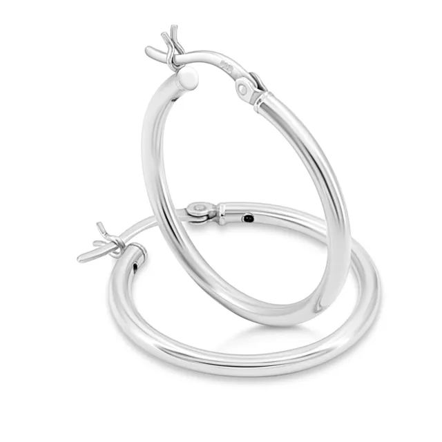 Women's 925 Sterling Silver 2mm Light-weight Tube Hoop Earrings Hypoallergenic