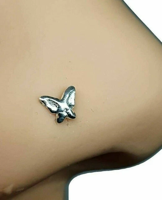 Mariposa Nariz Stud 22g (0.6mm) 925 Plata esterlina Extremo de bola Boho...
