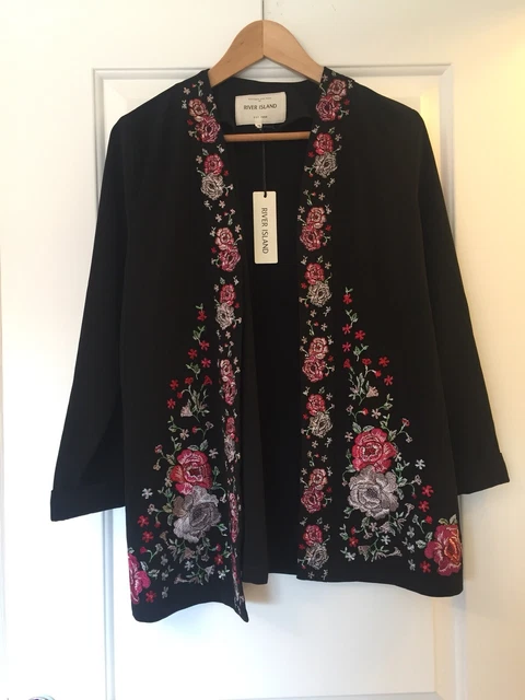 River Island Pretty Western Stunning Embroidered Kimono/Jacket Size 10 -BNWT