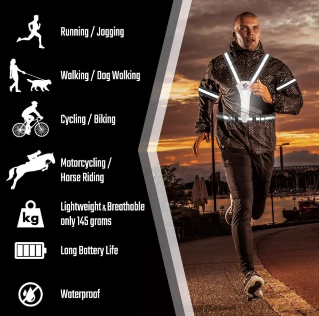 LUMEFIT Safety Running Cycling Reflective USB LED Vest Armbands High Visibility