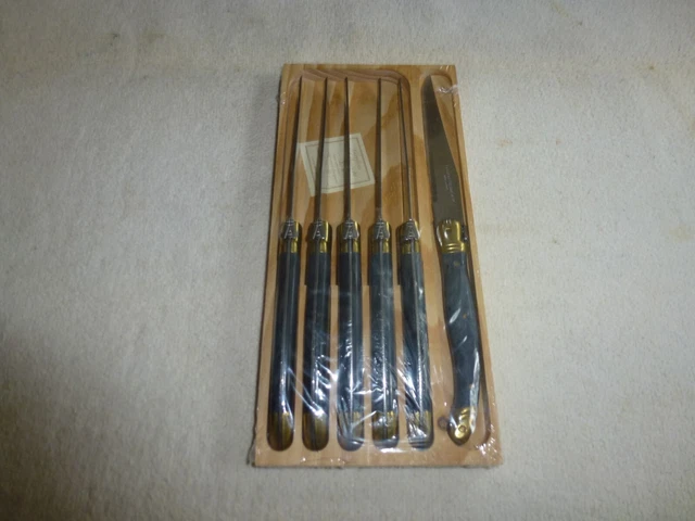 Coffret De 6 Couteaux De Table Pajot Brest – Circa 1950 – Manche Composite, Lame Inox