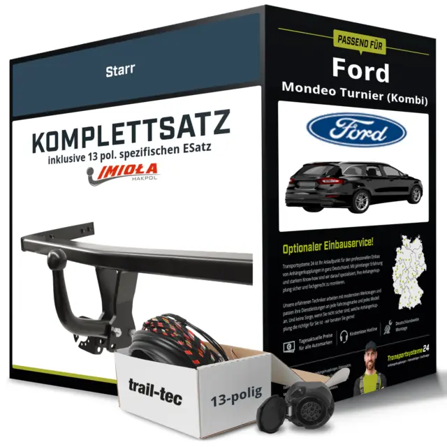 Für FORD Mondeo Turnier IV Typ BA7 Anhängerkupplung starr +eSatz 13pol 07- Set