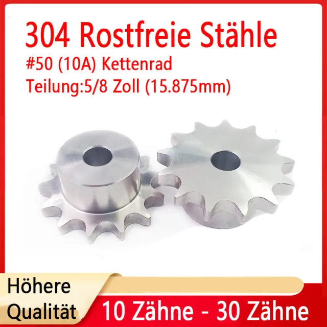 10A 10-30 Zähne Kettenrad mit Nabe Kettenräder A2 Stahl Pitch 5/8" Ritzel