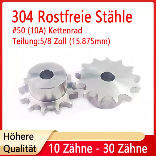 10A 10-30 Zähne Kettenrad mit Nabe Kettenräder A2 Stahl Pitch 5/8" Ritzel