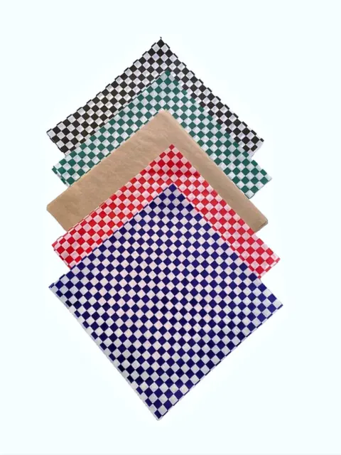 Combo Pack Natural Kraft and Checkered Sandwich Paper Wrapping Sheets 12 X 12 In