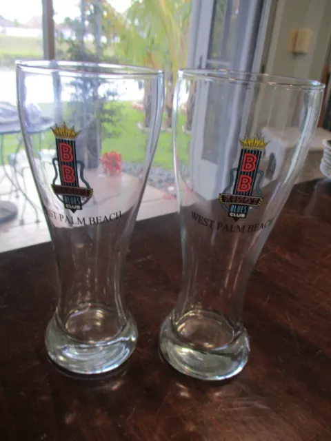 pair of BB King's Blues Club West Palm Beach Florida 8.25'' pint beer glasses