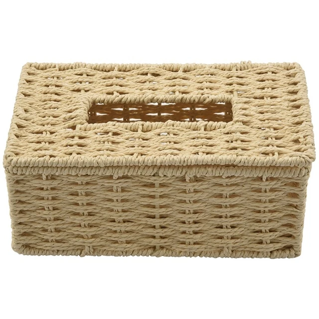 Rattan Tissue Box, Vintage Serviettenhalter, Koffer Unordnung Aufbewahrungs Y2K3