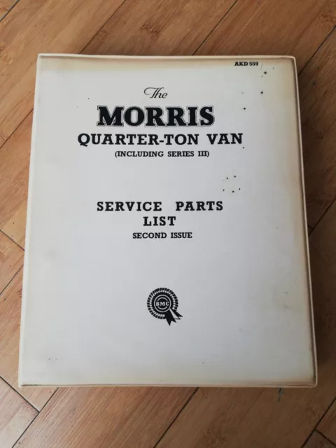 BMC Morris Quarter Ton Van Service Parts List Second Issue 1958 Pub No AKD 559
