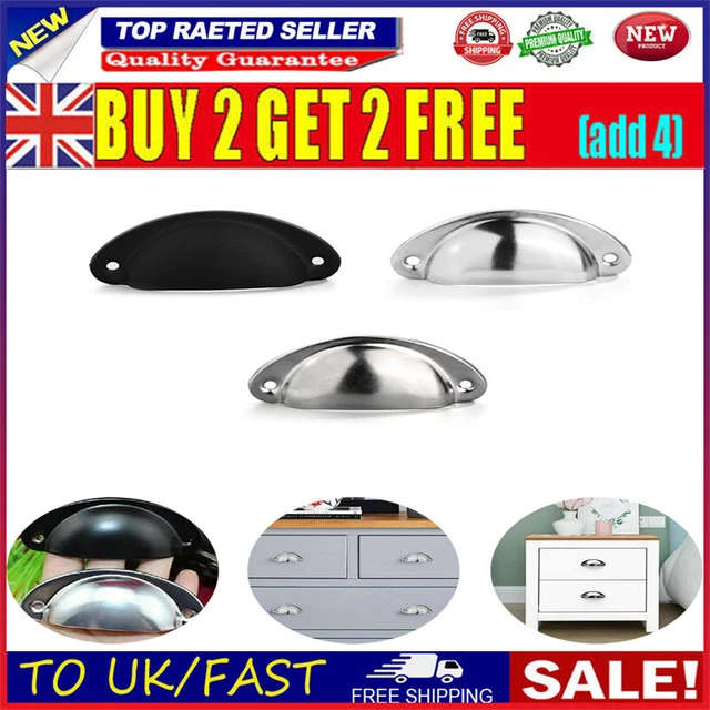 6/12Pcs Cup Pull Shell Handles Half Moon Kitchen Cupboard Cabinet Door Drawer lu