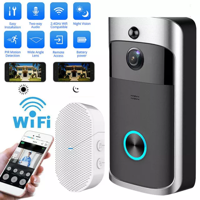 Wireless WiFi Video Doorbell Two-Way Talk Smart Door Bell Security Camera Chime